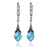 Retro Vintage Oval Crystal Birthstone Earrings - Sterling Silver