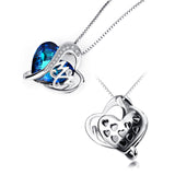 Mom Blue Heart Crystal Pendant Necklace