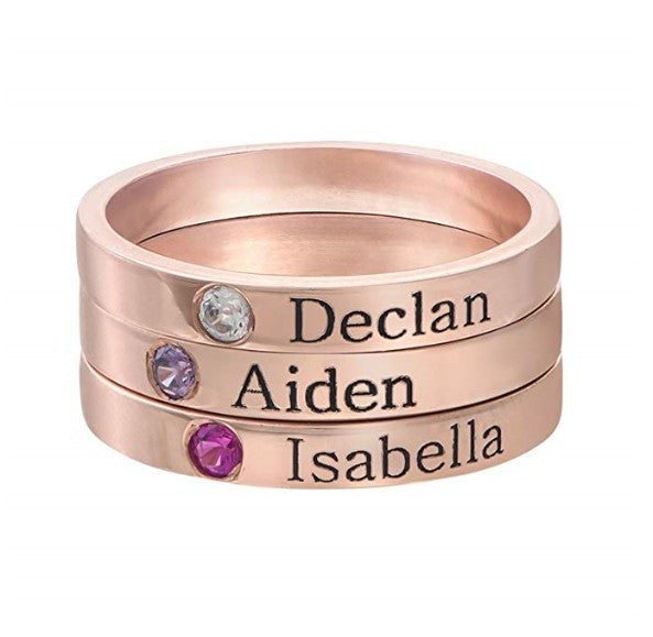 Personalized Birthstone name Ring