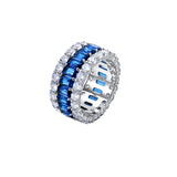 Sterling Silver Diamond Color Jewel Ring