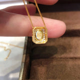 Pure Natural Jade Diamond 18K Gold Necklace