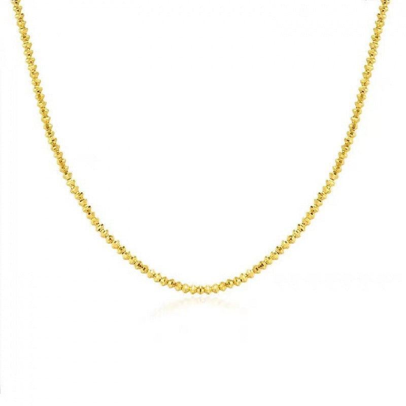 18K Gold Necklace Bungee Laser Bead Wave