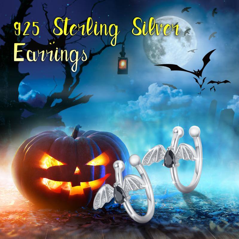 Halloween Jewelry Sterling Silver Bat Stud Earrings