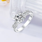 1.0 Carat Round Moissanite Engagement Rings in Sterling Silver