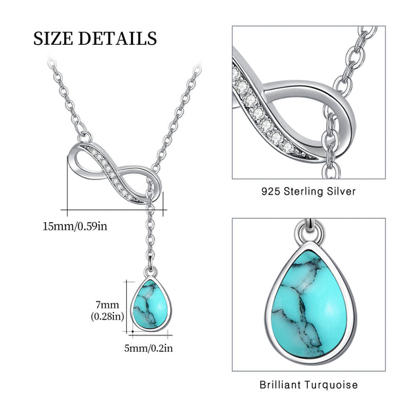 Sterling Silver Infinity Turquoise Drop Necklace