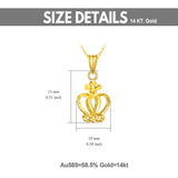 18K Yellow Gold Crown Pendant Necklace