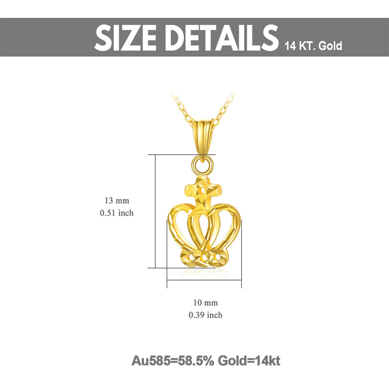 18K Yellow Gold Crown Pendant Necklace