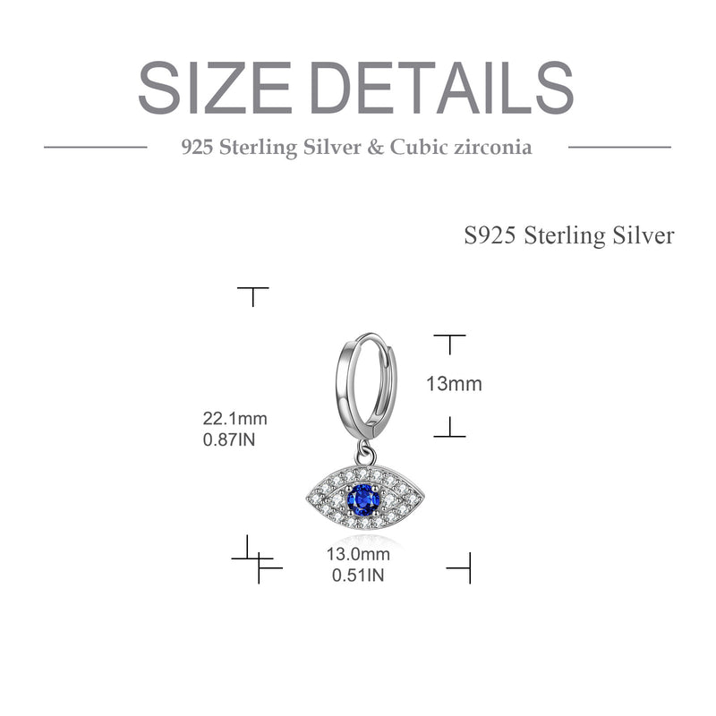 Sterling Silver CZ Evil Eye Earrings