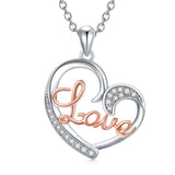 Diamond Heart Necklace - Sterling Silver