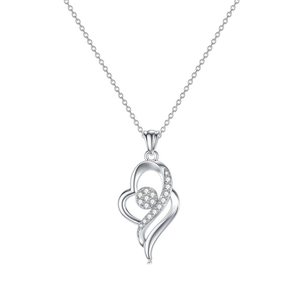 Diamond Heart Necklace - Sterling Silver