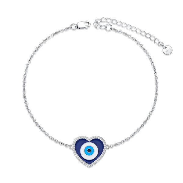 Evil Eye Anklet - Sterling Silver