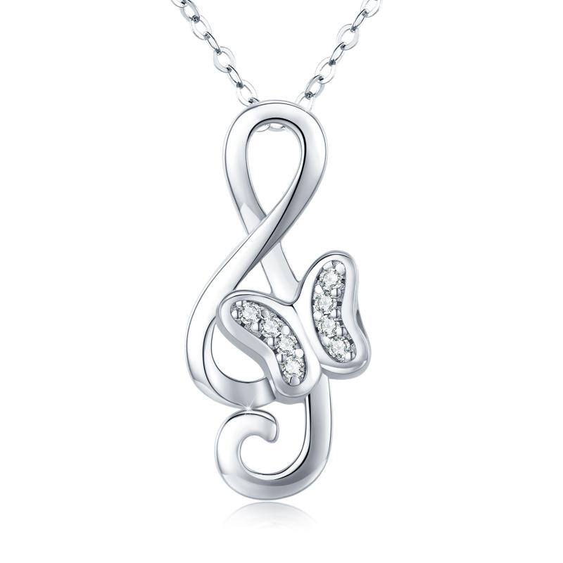 Music Note Butterfly Pendant - Sterling Silver