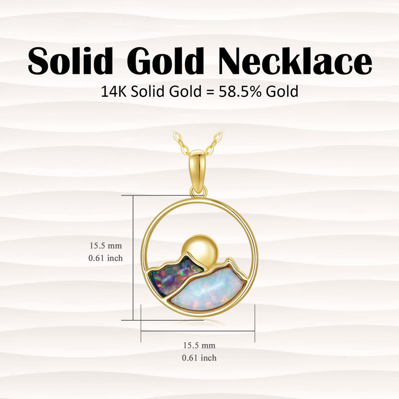 14K Gold Opal Mountain Necklace for Women 16+1+1 inches