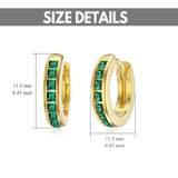 14K Gold Green Emerald Hoops Earrings