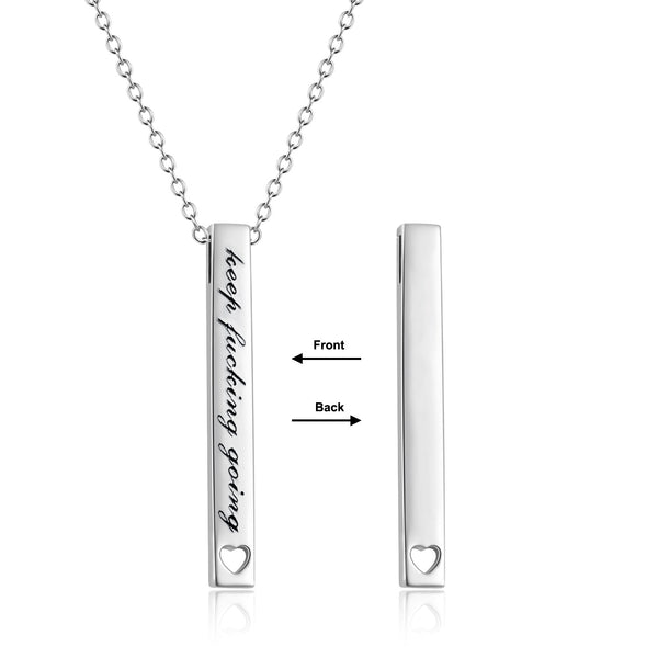 Sterling Silver Vertical Bar Engraved Necklace