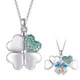 Sterling Silver Four Leaf Clover Locket Pendant Necklace