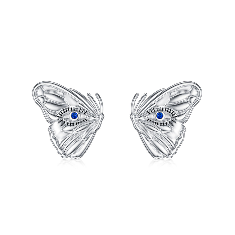 Butterfly Evil Eye Earrings - Sterling Silver