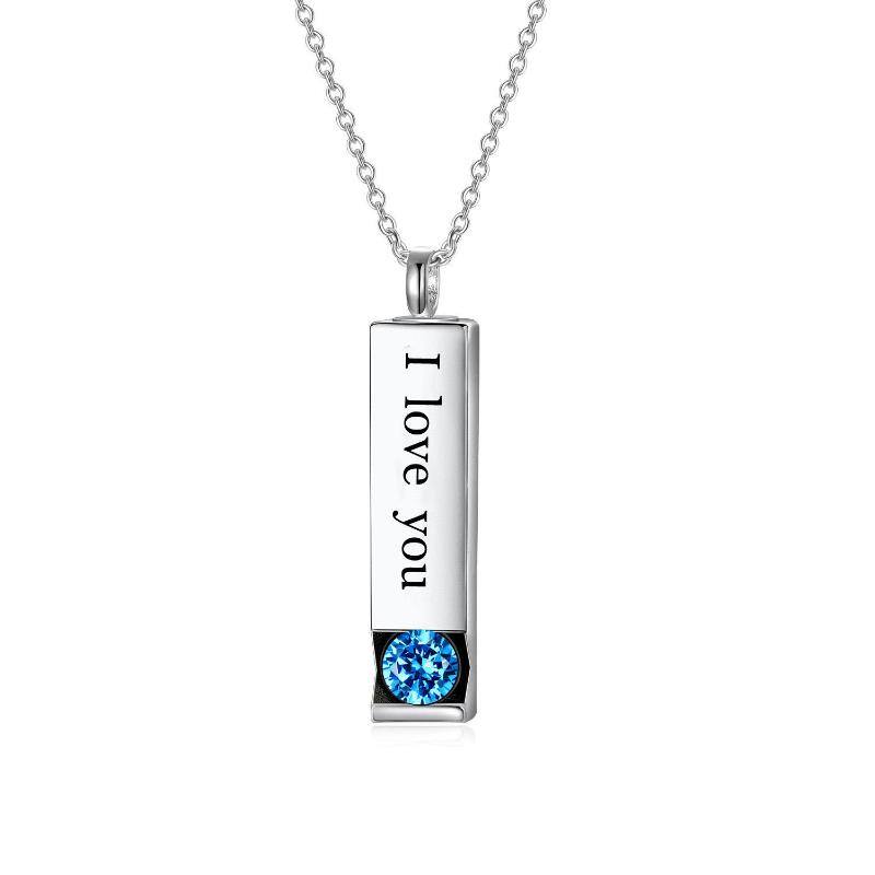 Bar Urn Necklace for Ashes Cremation - Sterling Silver