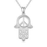 Hamsa Peace Necklace - Sterling Silver