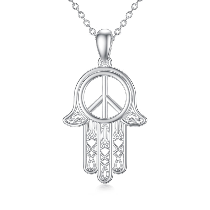 Hamsa Peace Necklace - Sterling Silver