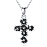 Black Cross Necklace with Diamonds