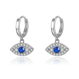 Sterling Silver CZ Evil Eye Earrings