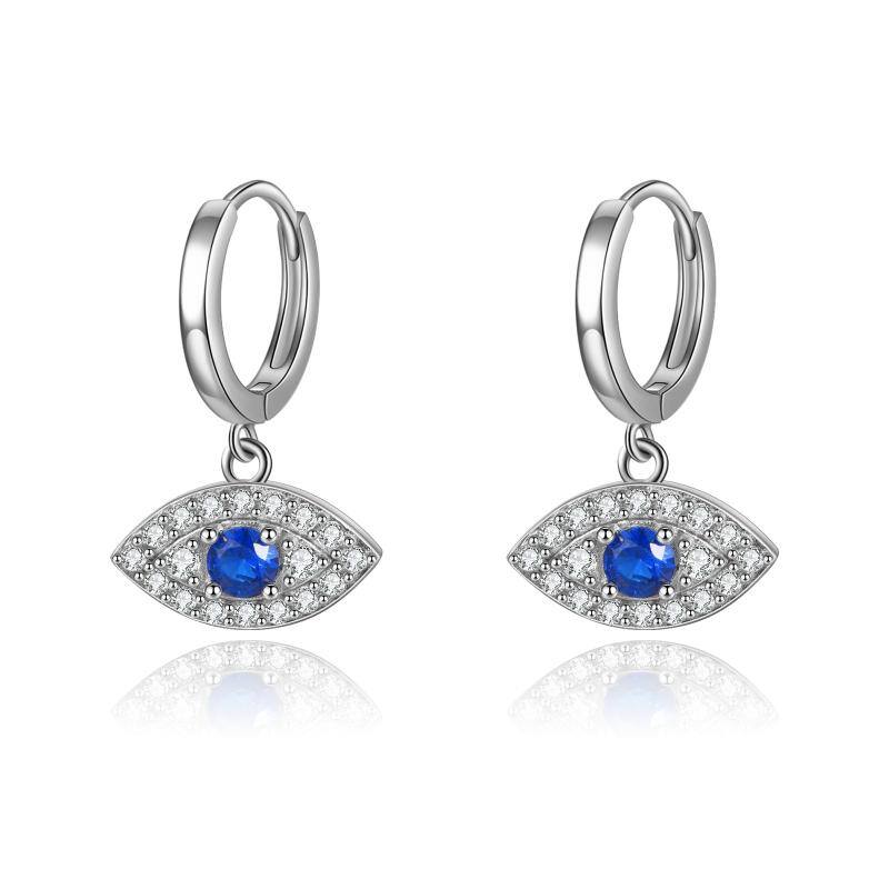 Sterling Silver CZ Evil Eye Earrings