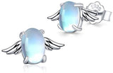 Angel Wing Moonstone Hypoallergenic Earrings - Sterling Silver