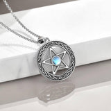 Sterling Silver Pentagram Celtic Moonstone Necklace