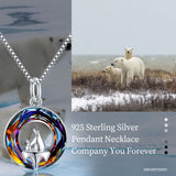 Mama Bear Heart Crystal Pendant Necklace - Sterling Silver