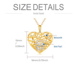 10K Gold Moissanite Hollow Heart Pendant Necklace