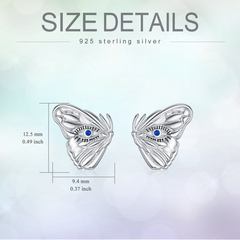 Butterfly Evil Eye Earrings - Sterling Silver