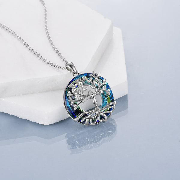 Sterling Silver Tree of Life Pendant Necklace with Crystal