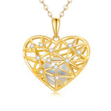 10K Gold Moissanite Hollow Heart Pendant Necklace