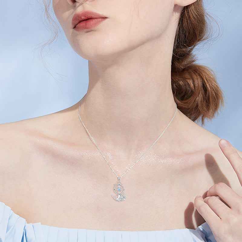 Lotus Anchor Necklace - Sterling Silver