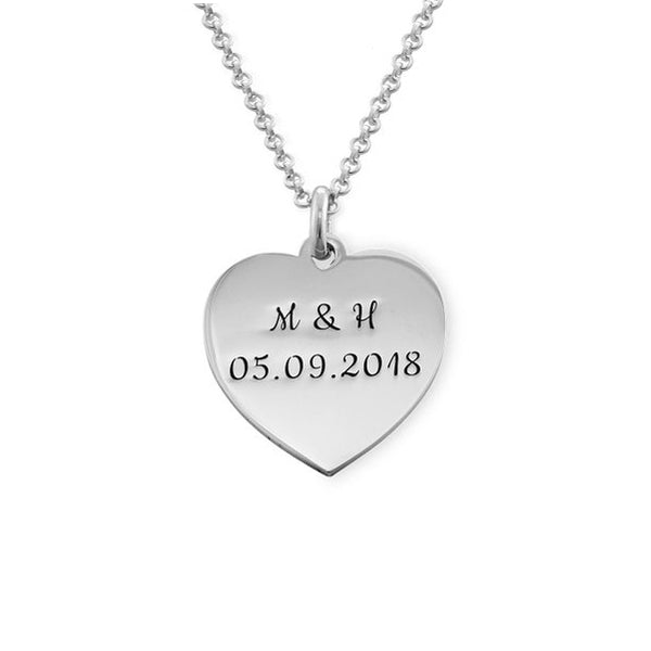 Custom Sterling Silver Heart Couple Necklace