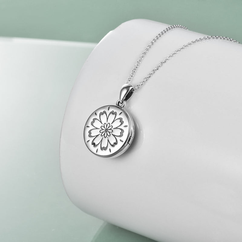 Sterling Silver Daisy Locket Photo Necklace