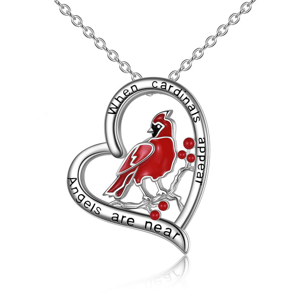 Sterling Silver Red Cardinal Pendant Necklace