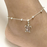 Sterling Silver Turtle Anklet