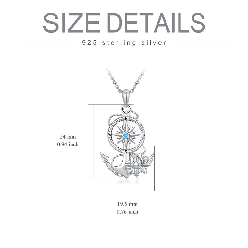 Lotus Anchor Necklace - Sterling Silver