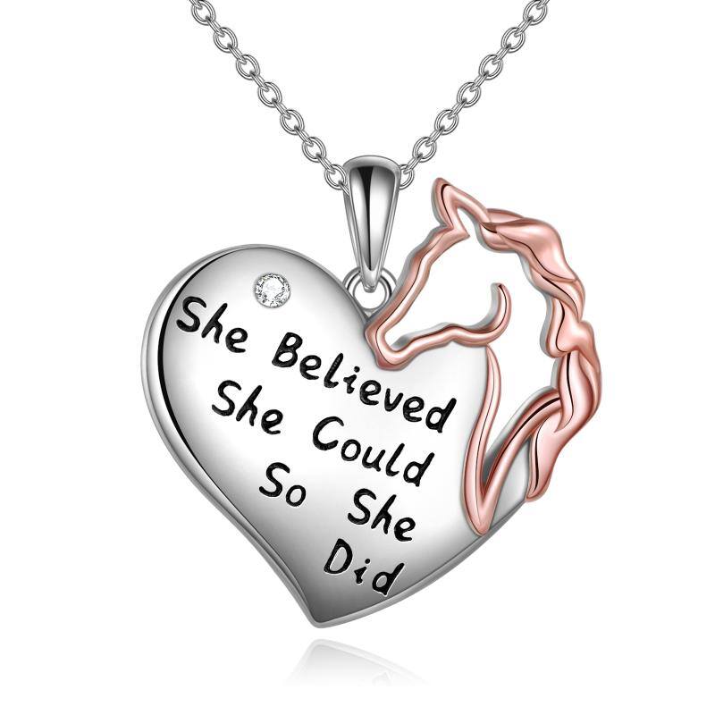 Sterling Silver Horse Pendant Necklace Inspirational Gift