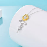 Sterling Silver Faith Sunflower Zirconia Pendant Necklace