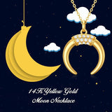 14K Real Gold Moon Necklace