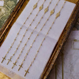 Vintage Cross 18K Gold Necklace Bracelet