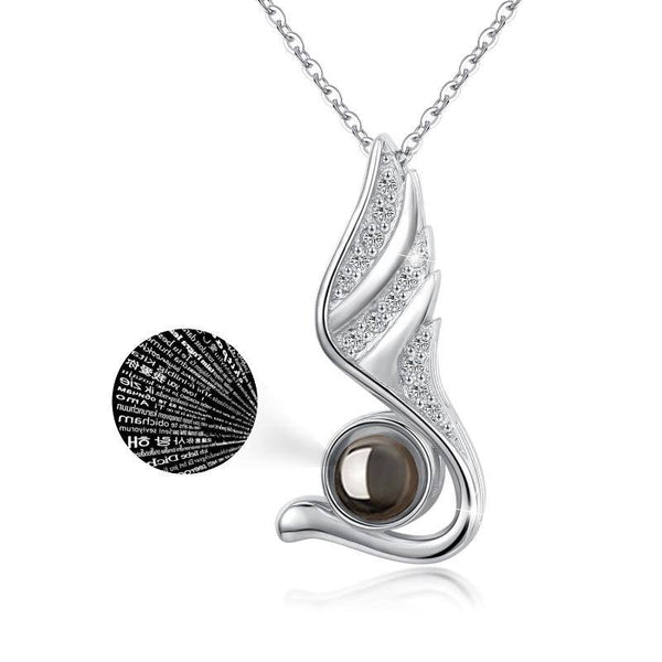 Angle Swan Wing Pendant Necklace - Sterling Silver