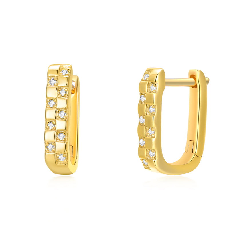 U-shaped Hoop Earrings With Diamonds