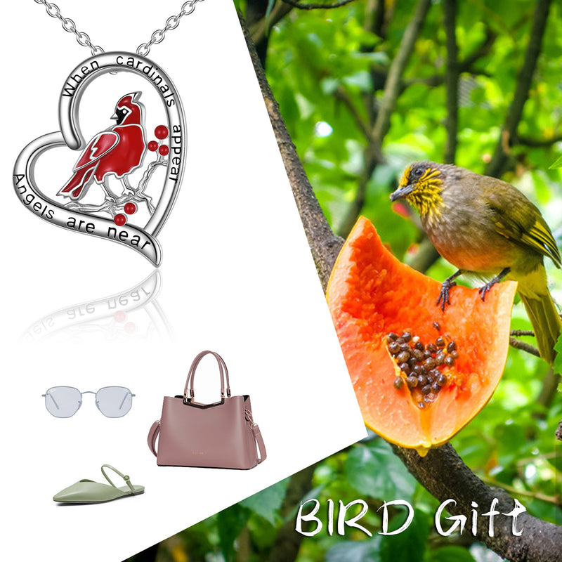 Sterling Silver Red Cardinal Pendant Necklace