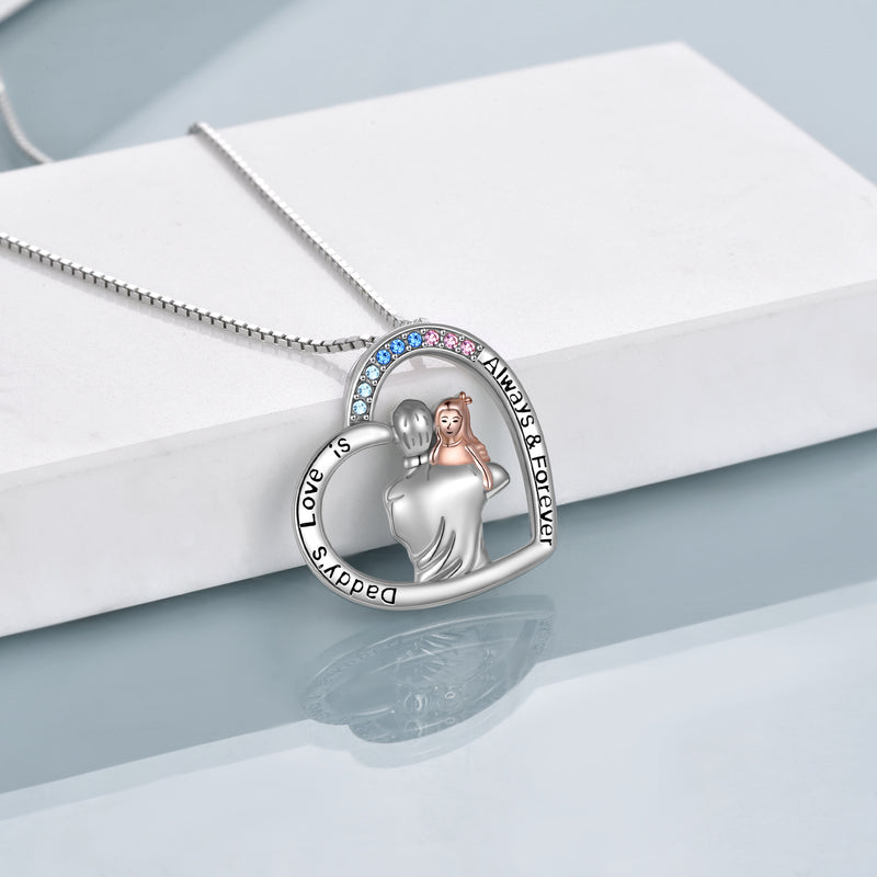 Father Daughter Sterling Silver Heart Necklace