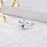 Evil Eye Cross Ring - Sterling Silver