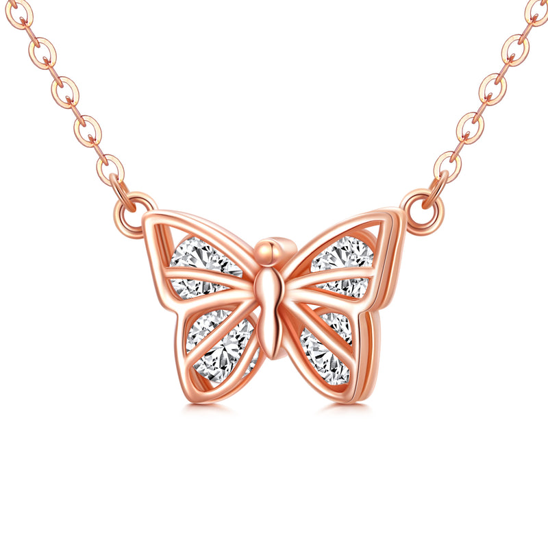 Butterfly Necklace in Rose Gold